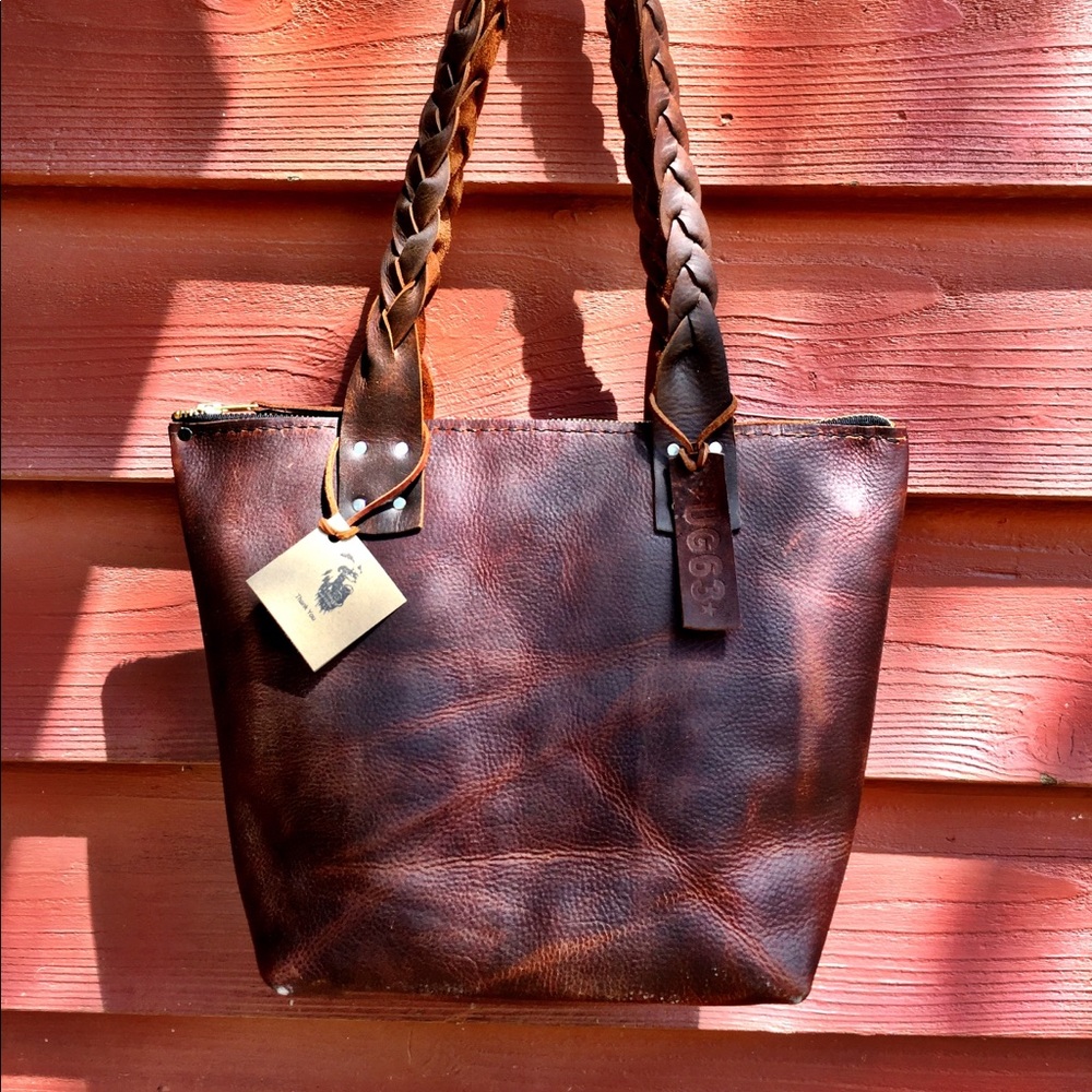 The Olive Leather Handbag 12”t 10”w 5”d. 10”drop. Hand Bag
